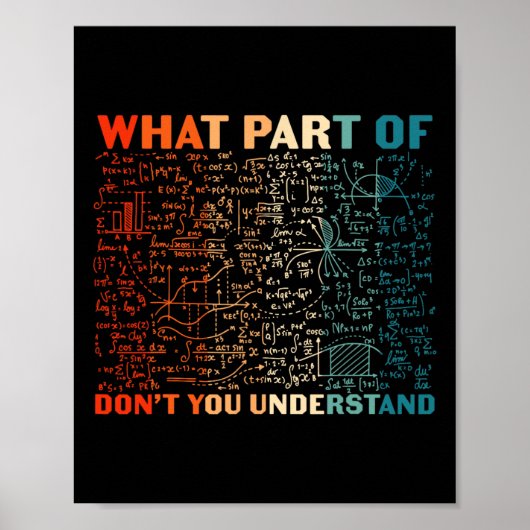 What Part Of Don't You Understand Funny Math Teach Poster (Voorkant)