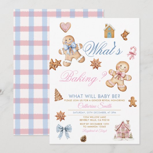 What’s Baking Gingerbread Gender Reveal Invitation Kaart (Voorkant / Achterkant)