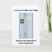 What’s in Your New Year Fridge? Happy New Years Kaart (Voorkant)