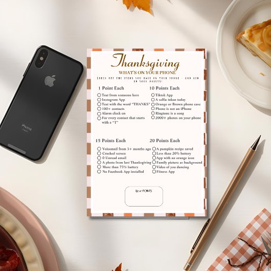 What’s in Your Phone? Retro thanksgiving Game  Kaart