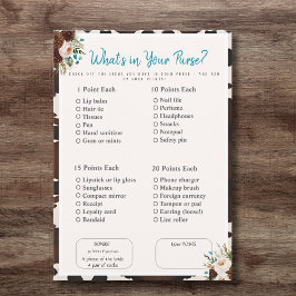 What’s in Your Purse? Bridal Shower boho Game Kaart