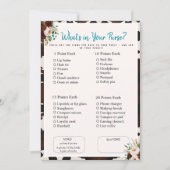 What’s in Your Purse? Bridal  Shower boho Game Kaart (Voorkant)