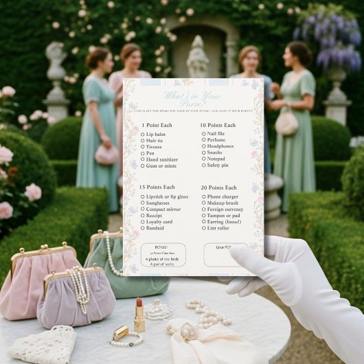What’s in Your Purse? Romantic Floral Game Kaart
