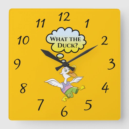 What the Duck? Wall Clock Vierkante Klok (Voorkant)