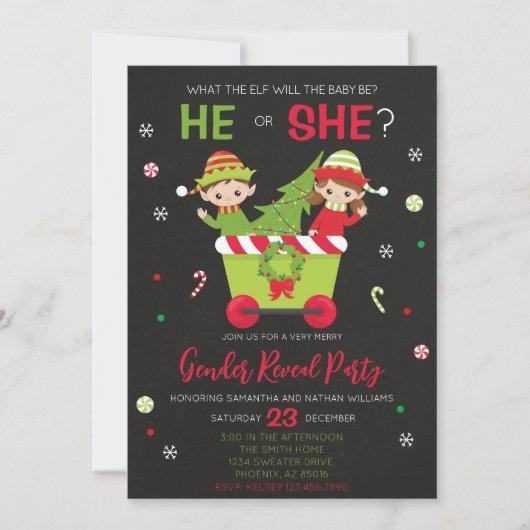 What the Elf Will the Baby Be Gender Reveal Kaart (Voorkant)