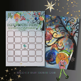 What the Elf winter Baby Shower Bingo Game Card Kaart