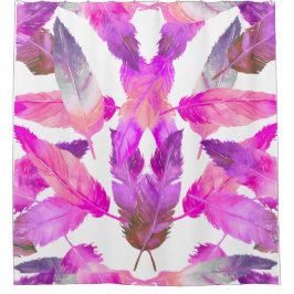 What the Flock! Flamingo Pink feathers Douchegordijn