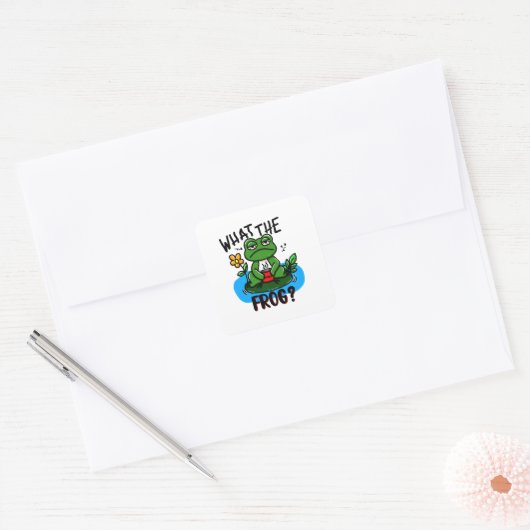 What the frog? vierkante sticker (Envelop)