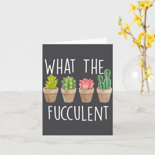 What The Fucculent Cactus Succulent Plant Gift  Kaart (Gele Bloem)