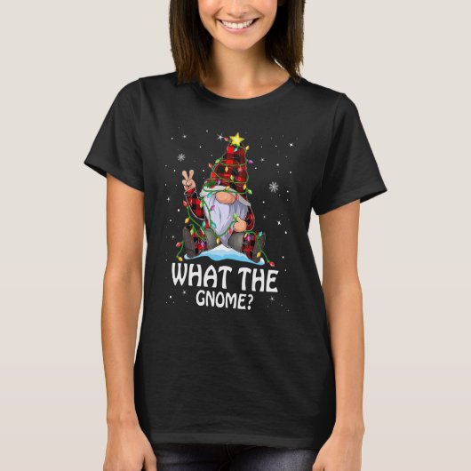 What The Gnome Buffalo Plaid Matching Christmas Tr T-shirt (Voorkant)