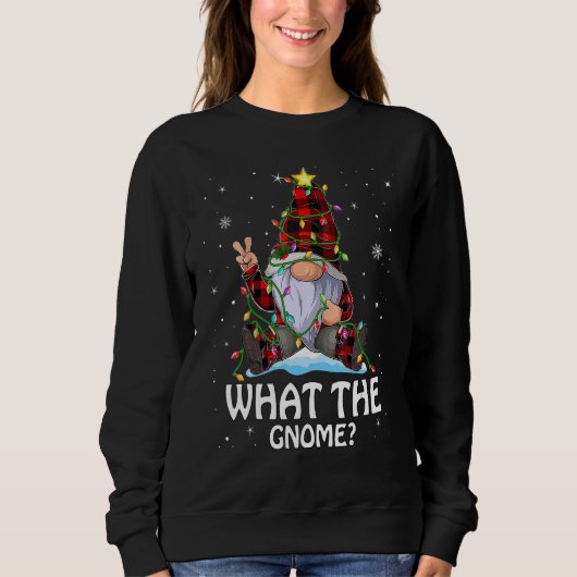 What The Gnome Buffalo Plaid Matching Christmas Tr Trui (Voorkant)