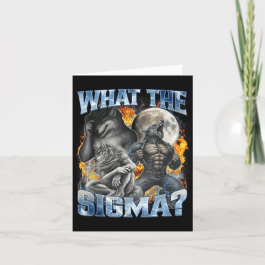 What The Sigma Cool Funny Alpha Wolf Werewolf Boot Kaart (Voorkant)