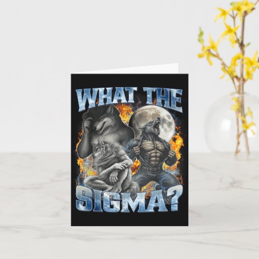 What The Sigma Cool Funny Alpha Wolf Werewolf Boot Kaart (Gele Bloem)