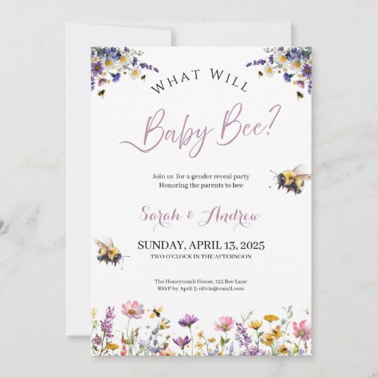 What Will Baby Bee Gender Reveal Party  Kaart (Voorkant)