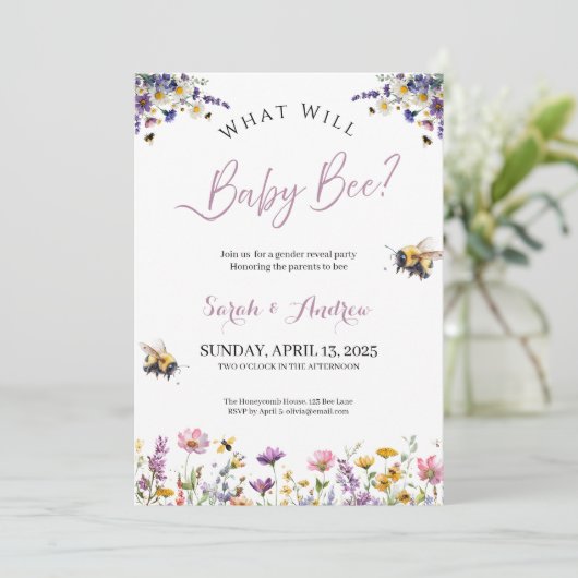 What Will Baby Bee Gender Reveal Party  Kaart (Staand voorkant)