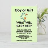 What Will Baby Bee gender reveal party Kaart (Staand voorkant)