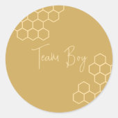 What Will Baby Bee Golden Beige Team Boy Ronde Sticker (Voorkant)