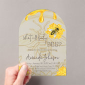 What Will Baby Bee Rustic Honeycomb Gender Reveal Acryl Uitnodigingen (Insitu (Draagbaar))