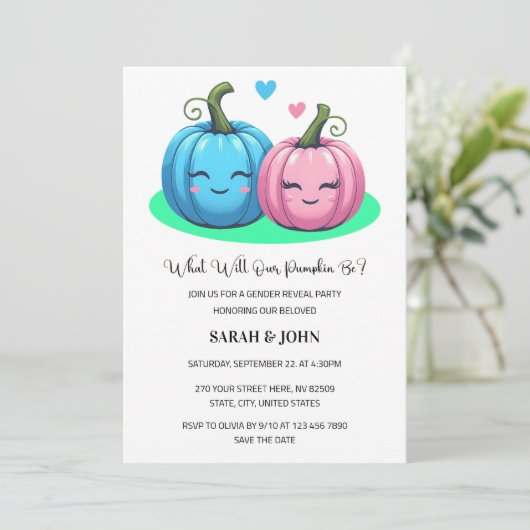 What Will our Pumpkin Be Fall Gender Reveal Kaart (Staand voorkant)