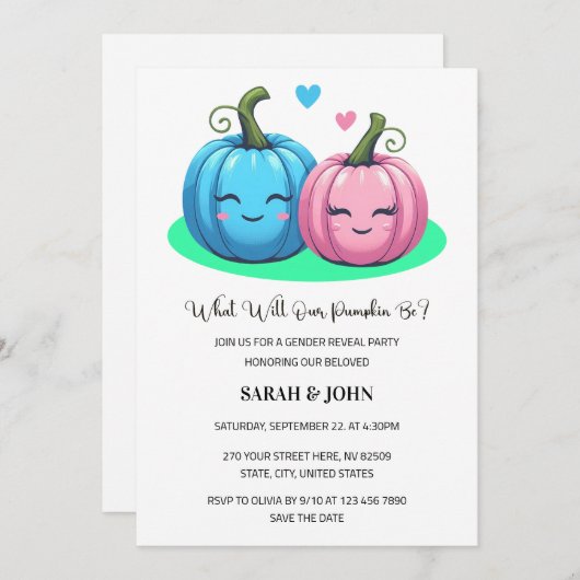 What Will our Pumpkin Be Fall Gender Reveal Kaart (Voorkant / Achterkant)