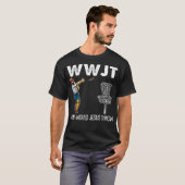 What Would Jesus Throw Christmas WWJT Disc Golf Ch T-shirt (Voorkant volledig)