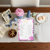 What Would She Choose? Pink Bridal Shower game Kaart