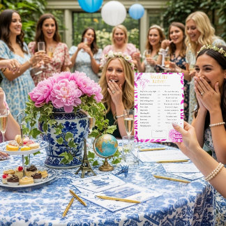 What Would She Choose? Pink Bridal Shower game Kaart