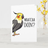 Whatcha Doin Parrot kijkt naar jou Kaart (Gele Bloem)