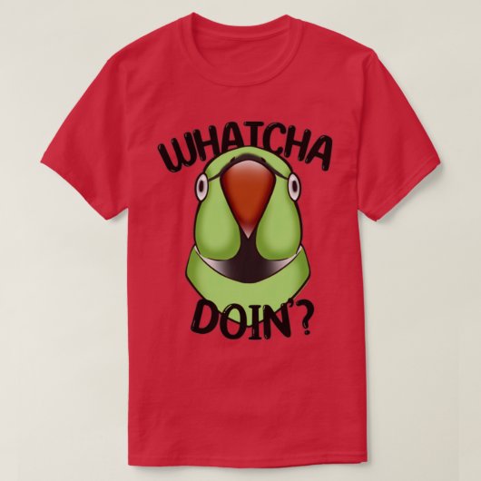 WHATCHA DOINx27 Ringnek Parrot Green T-shirt (Design voorkant)