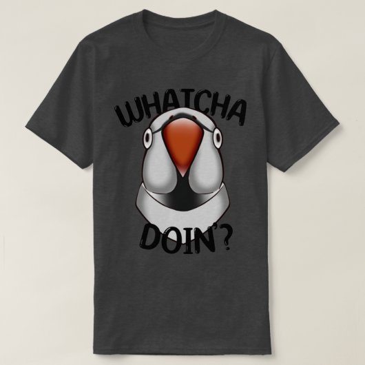 WHATCHA DOINx27 Ringnek Parrot Grey T-shirt (Design voorkant)
