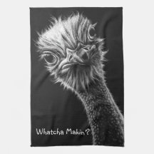 "Whatcha Makin"?" Ostrich Black en White