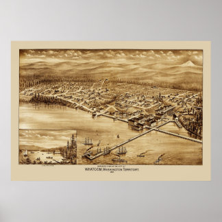 Whatcom Washington Panoramic Map 1888 Poster