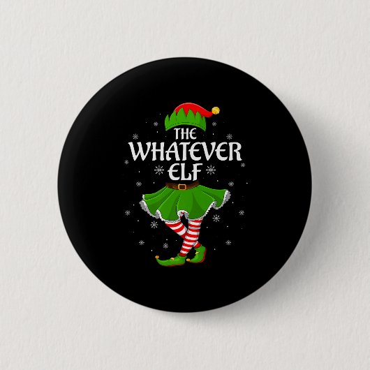 Whatever Elf Christmas Family Girls Women Elf Squa Ronde Button 5,7 Cm (Voorkant)