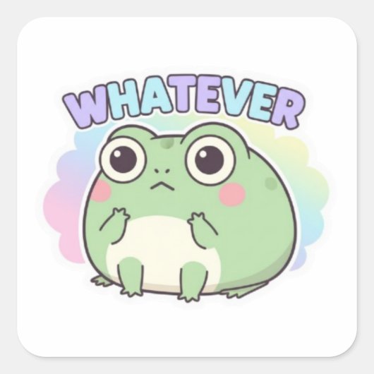 Whatever Frog Sticker Cute Eye Roll Frog Attitude  (Voorkant)