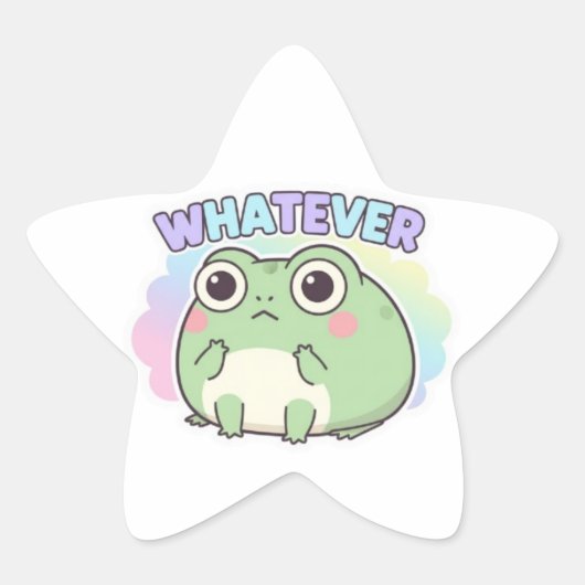 Whatever Frog Sticker Cute Eye Roll Frog Attitude  (Voorkant)