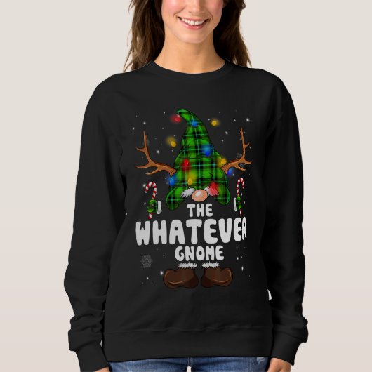 Whatever Gnome Reindeer Christmas Lights Pajama Fa Trui (Voorkant)