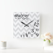 whatever - gray and white chevron vierkante klok (Huis)