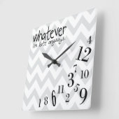 whatever - gray and white chevron vierkante klok (Hoek)