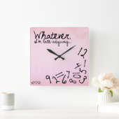 whatever, I'm late anyway - Pastel Pink Vierkante Klok (Huis)