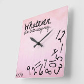 whatever, I'm late anyway - Pastel Pink Vierkante Klok (Hoek)