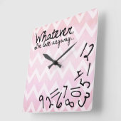 whatever, I'm late anyway - Pastel Pink Vierkante Klok (Hoek)