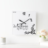 Whatever, I'm Late Anyways Clock - Black / White Vierkante Klok (Huis)
