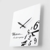 Whatever I'm Late Anyways Clock Time Numbers Hours Vierkante Klok (Hoek)