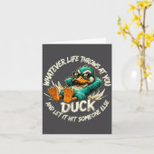 Whatever Life Throws At You Duck Funny Quote Humor Kaart (Gele Bloem)
