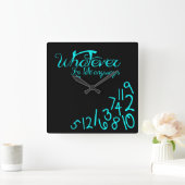 whatever - mint blue on black vierkante klok (Huis)