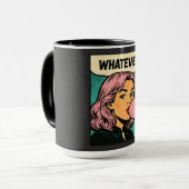 “Whatever” Retro Stripboek Beker Mok (Voorkant links)
