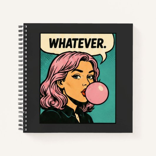 “Whatever” Retro stripboek Notitieboek (Voorkant)