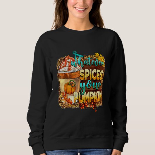 Whatever Spices Your Pumpkin Leopard Pumpkin Fall Trui (Voorkant)
