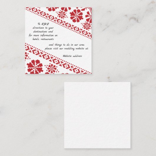 Whatreez en Red Tatreez Wedding Information Enclos Informatiekaartje (Voorkant / Achterkant)