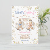 What's Baking Gingerbread Ornament Gender Reveal Kaart (Staand voorkant)